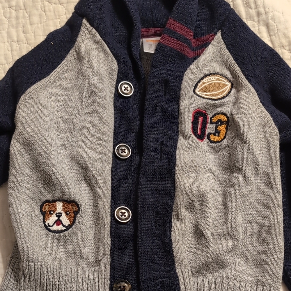 Gymboree Navy and Gray Cardigan with Patches